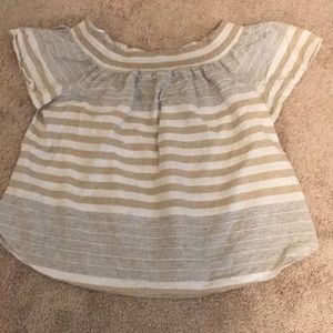 Vineyard Vines stripe elastic neck blouse.